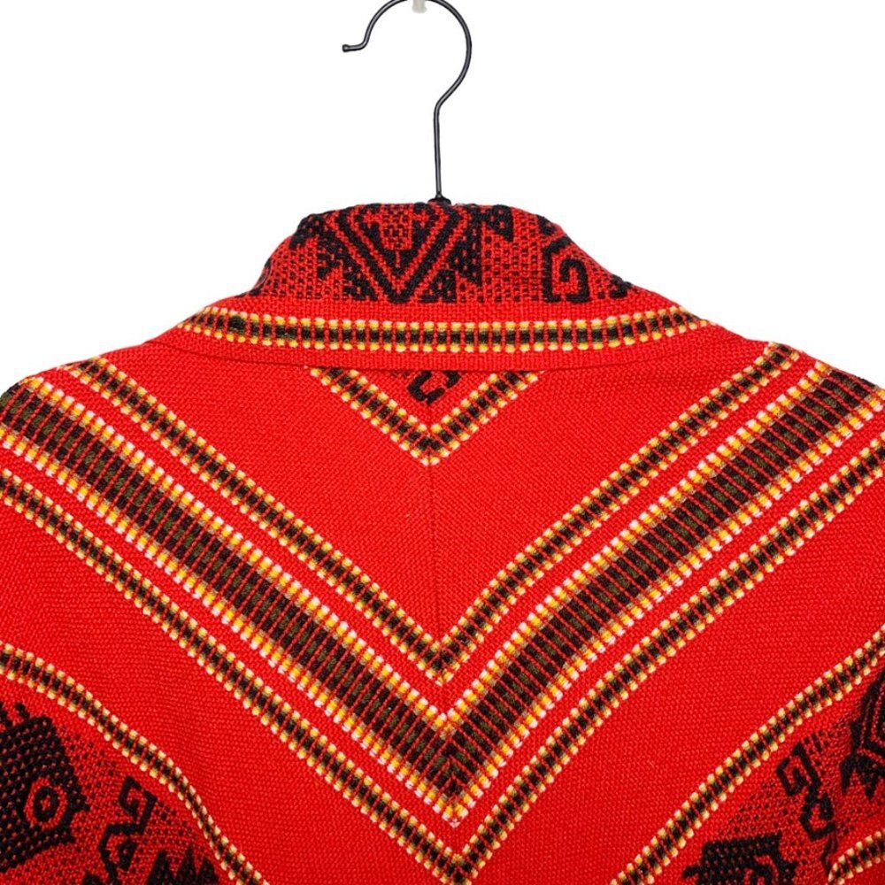 RARE Vintage 1970's Otavalito Hand Woven Southwest Aztec Boho Poncho Cape - Picture 3 of 6